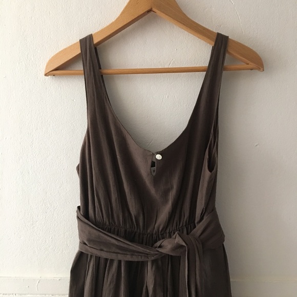 NWT New ISDA & CO Taupe Crinkle Cotton Tie Waist Fit and Flare Lightweight Dress - Picture 5 of 9